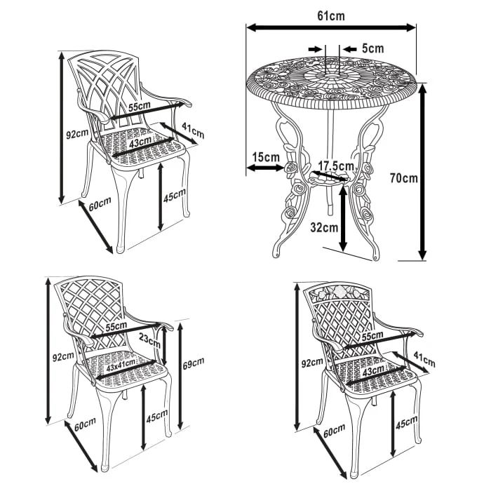 London Rose Table 2 Seater Set - Slate - Image 8