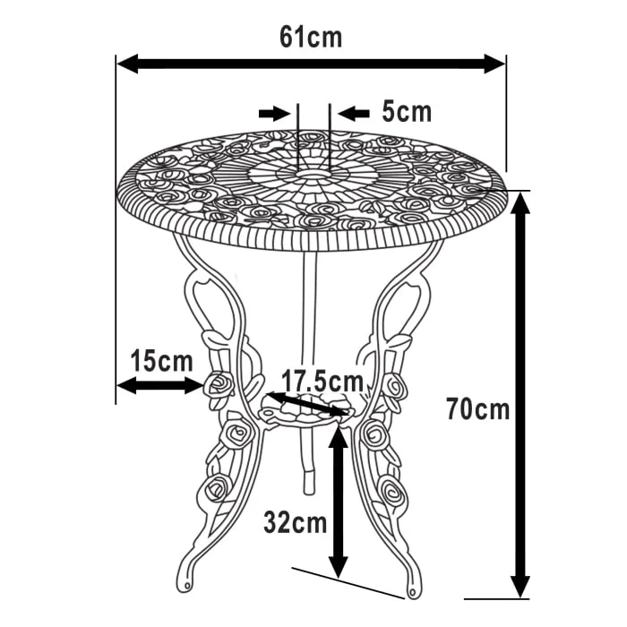 London Rose Table Only - Antique Bronze - Image 5