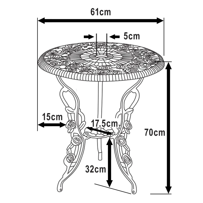 London Rose Table Only - White - Image 4