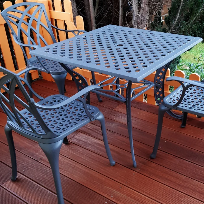 Lucy Table 4 Seater Set - Slate Grey - Image 5