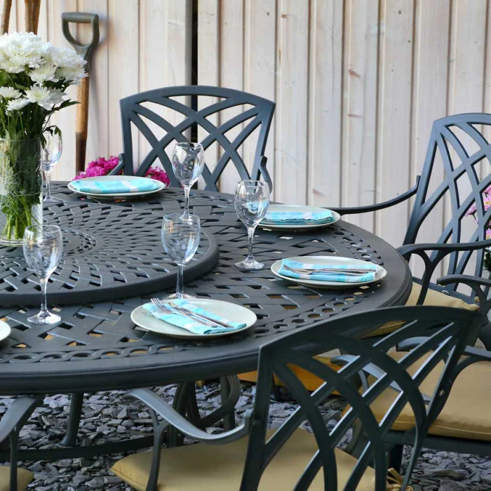Olivia Table 8 Seater Set - Slate - Image 6