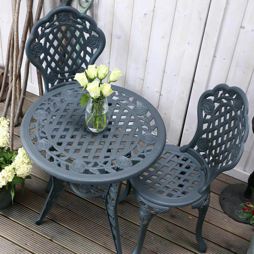 Rose Bistro Set 4 Seater Set - Slate - Image 3