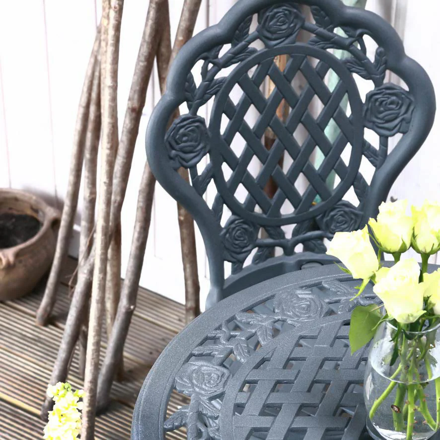 Rose Bistro Set 4 Seater Set - Slate - Image 4
