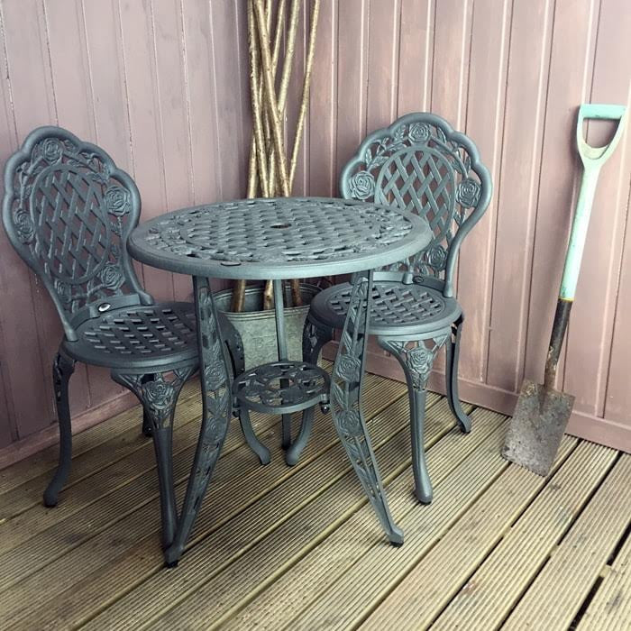 Rose Bistro Set 4 Seater Set - Slate - Image 6