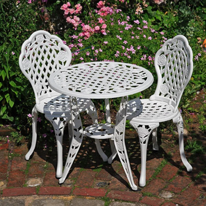 Rose Bistro Set 4 Seater Set - White - Image 2