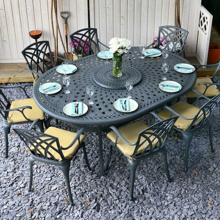 Rosemary Table 10 Seater Set - Slate - Image 4