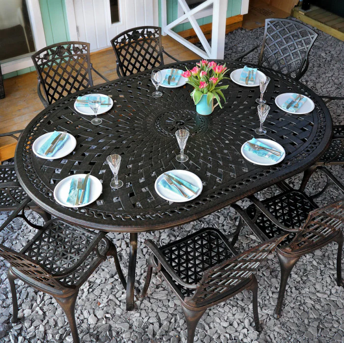 Rosemary Table 8 Seater Set - Antique Bronze - Image 5