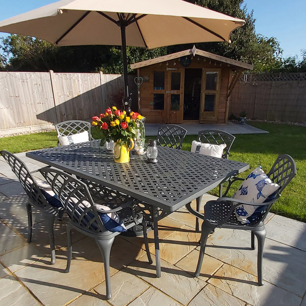 Sophia Table 6 Seater Set - Slate Grey - Image 3