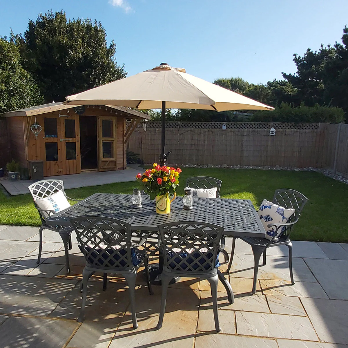Sophia Table 6 Seater Set - Slate Grey - Image 4