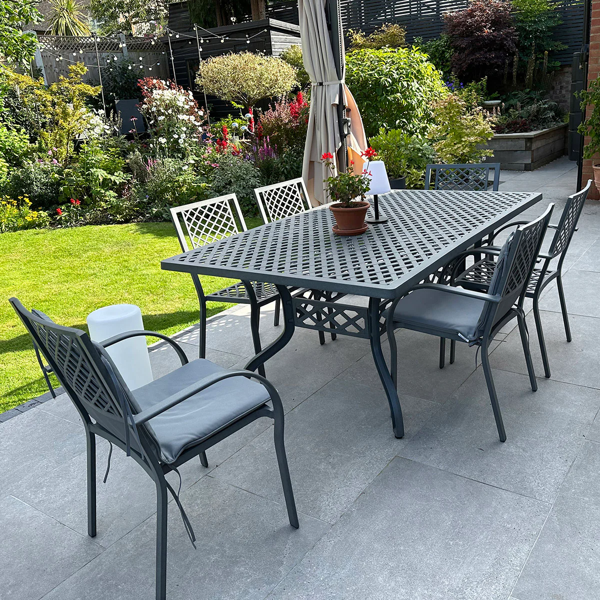 Sophia Table 6 Seater Set - Slate Grey - Image 6