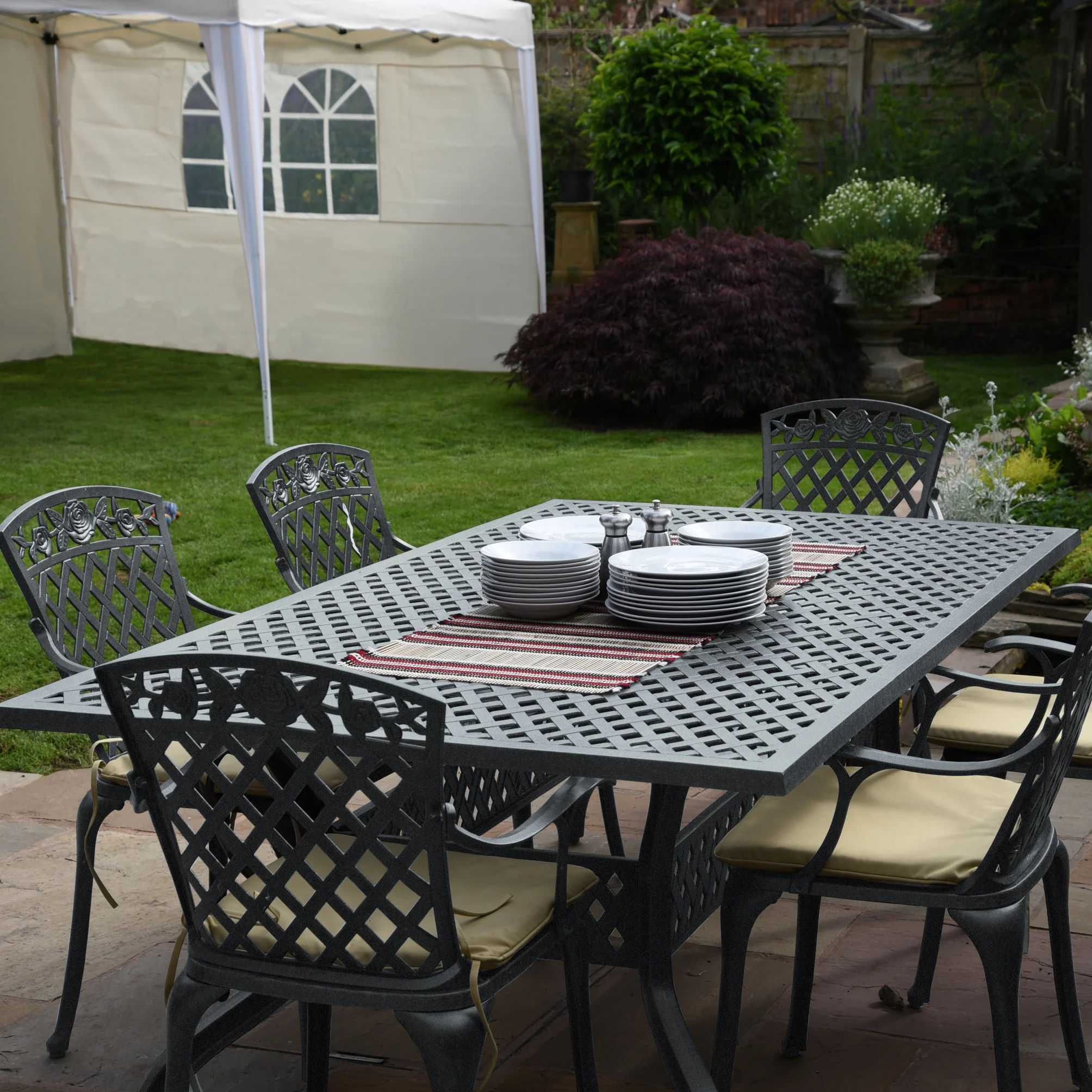 Sophia Table 6 Seater Set - Slate Grey - Image 8