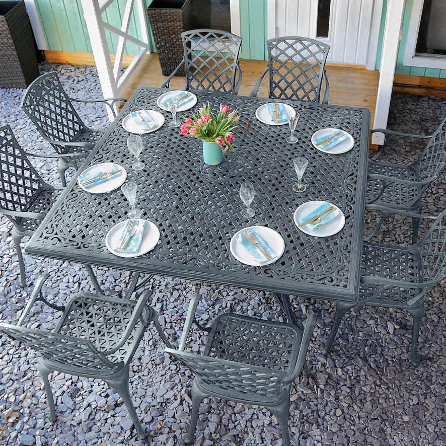 Tanya Table 8 Seater Set - Slate Grey - Image 2