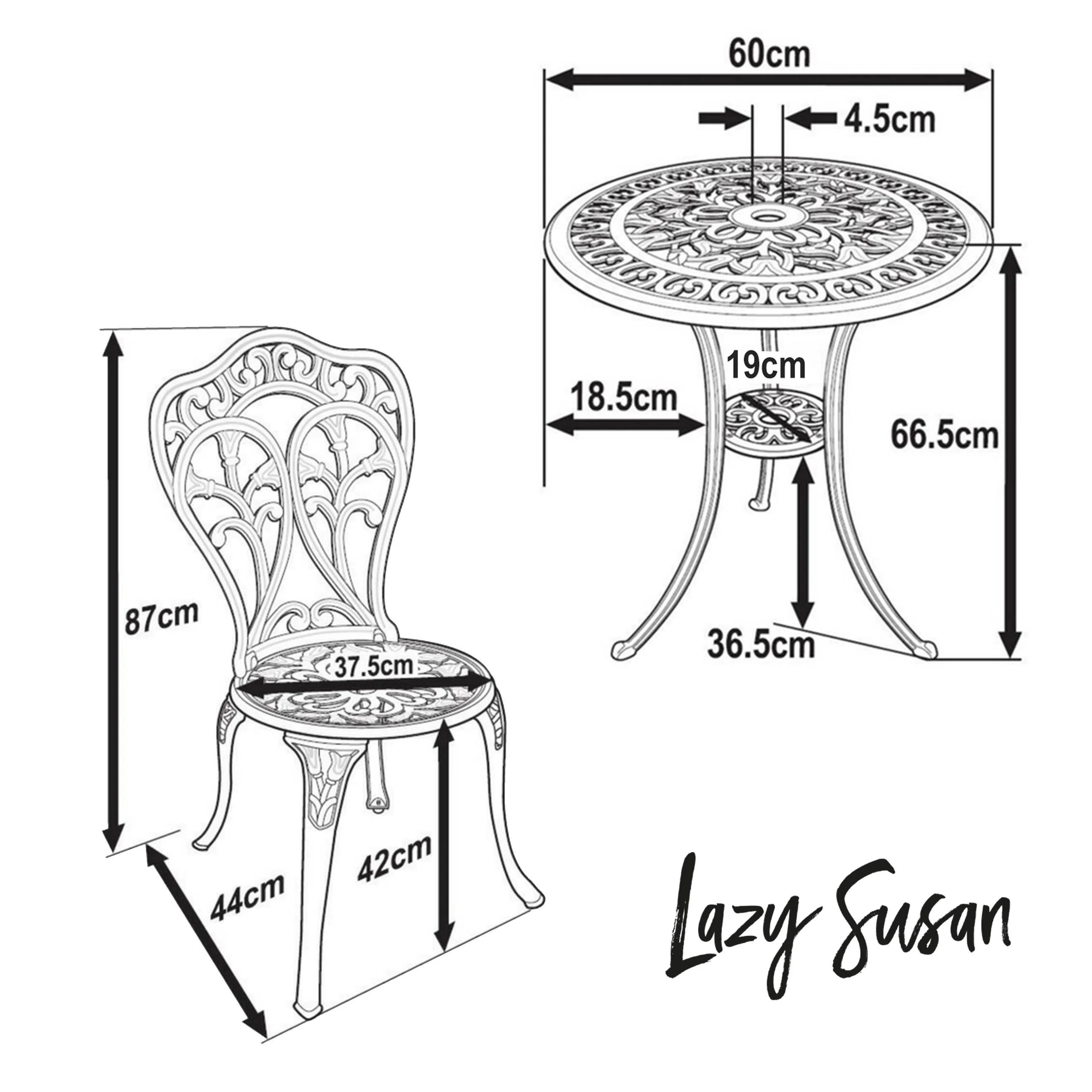 Tulip Bistro 2 Seater Set - Slate - Image 14