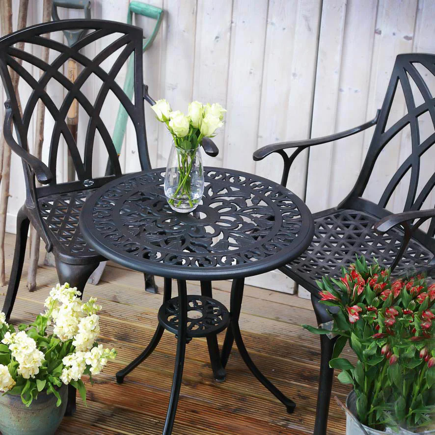 Tulip Bistro Table 2 Seater Set - Antique Bronze
