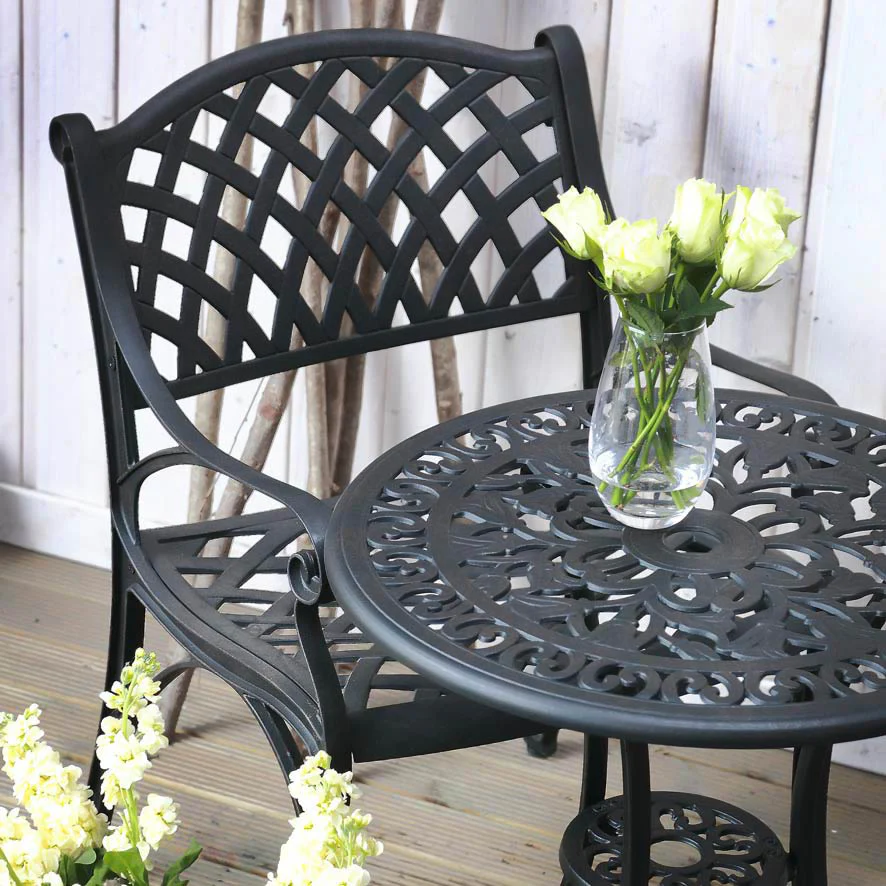 Tulip Bistro Table 2 Seater Set - Antique Bronze - Image 5