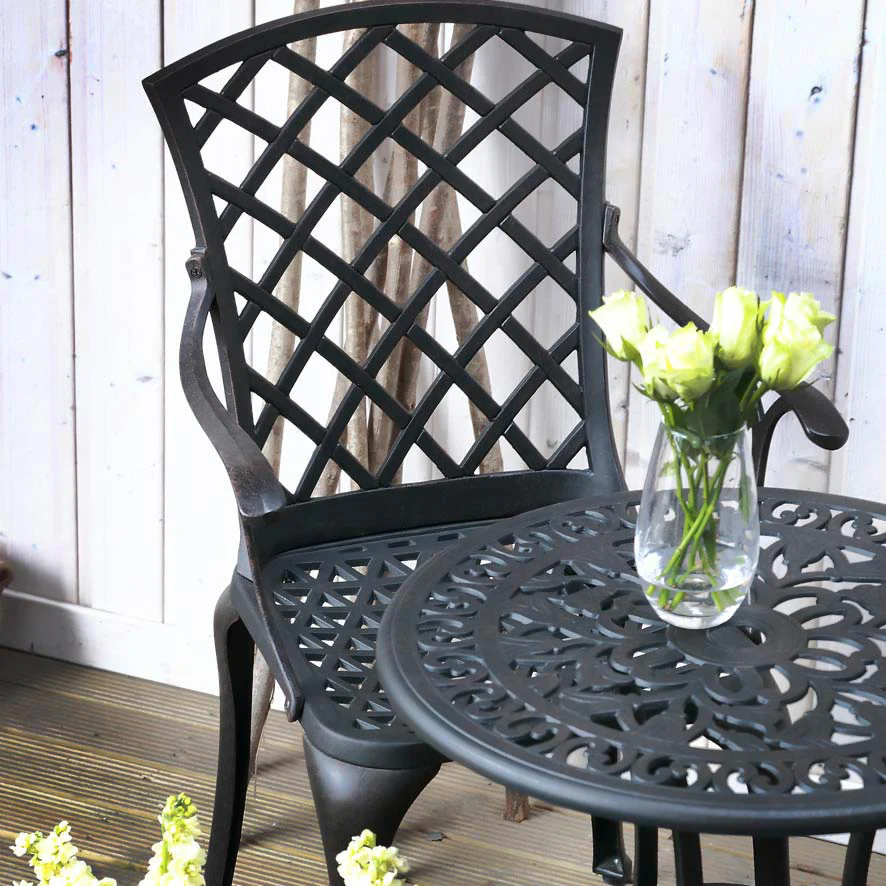 Tulip Bistro Table 2 Seater Set - Antique Bronze - Image 6