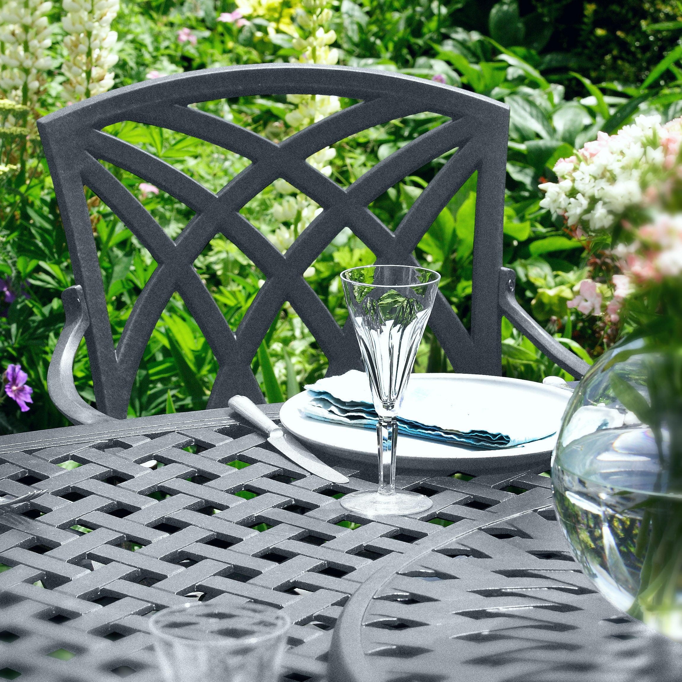 Victoria Table 10 Seater Set - Slate Grey - Image 3