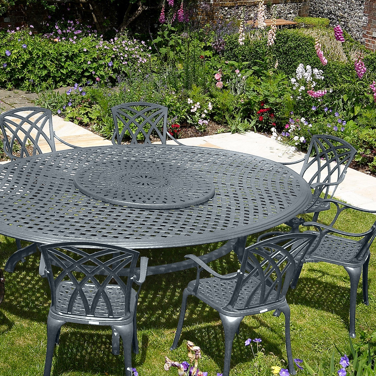Victoria Table 10 Seater Set - Slate Grey - Image 4